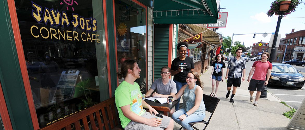 Students hanging out at Farmington's Java Joe's Cafe
