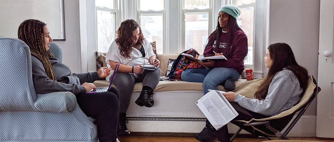 Students studying in the Honors House