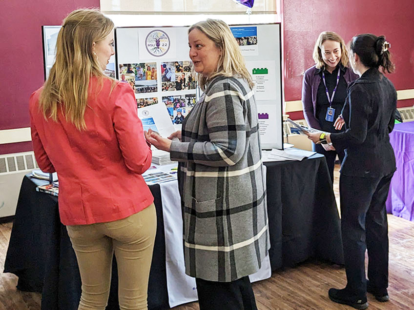 Students at an on campus Teacher Job Fair