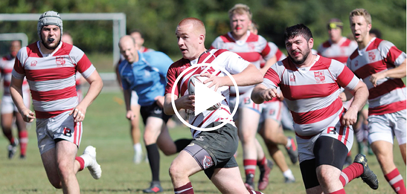 Men's rugby match in action