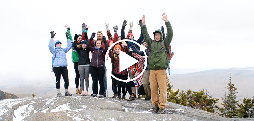 Students at the summit of Tumbledown Mountain in winter