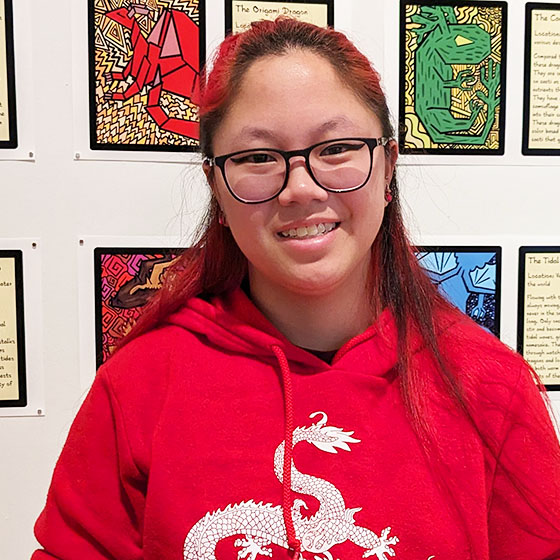 Portrait of student Kimlie Gillespie at her UMF Student Art Exhibit