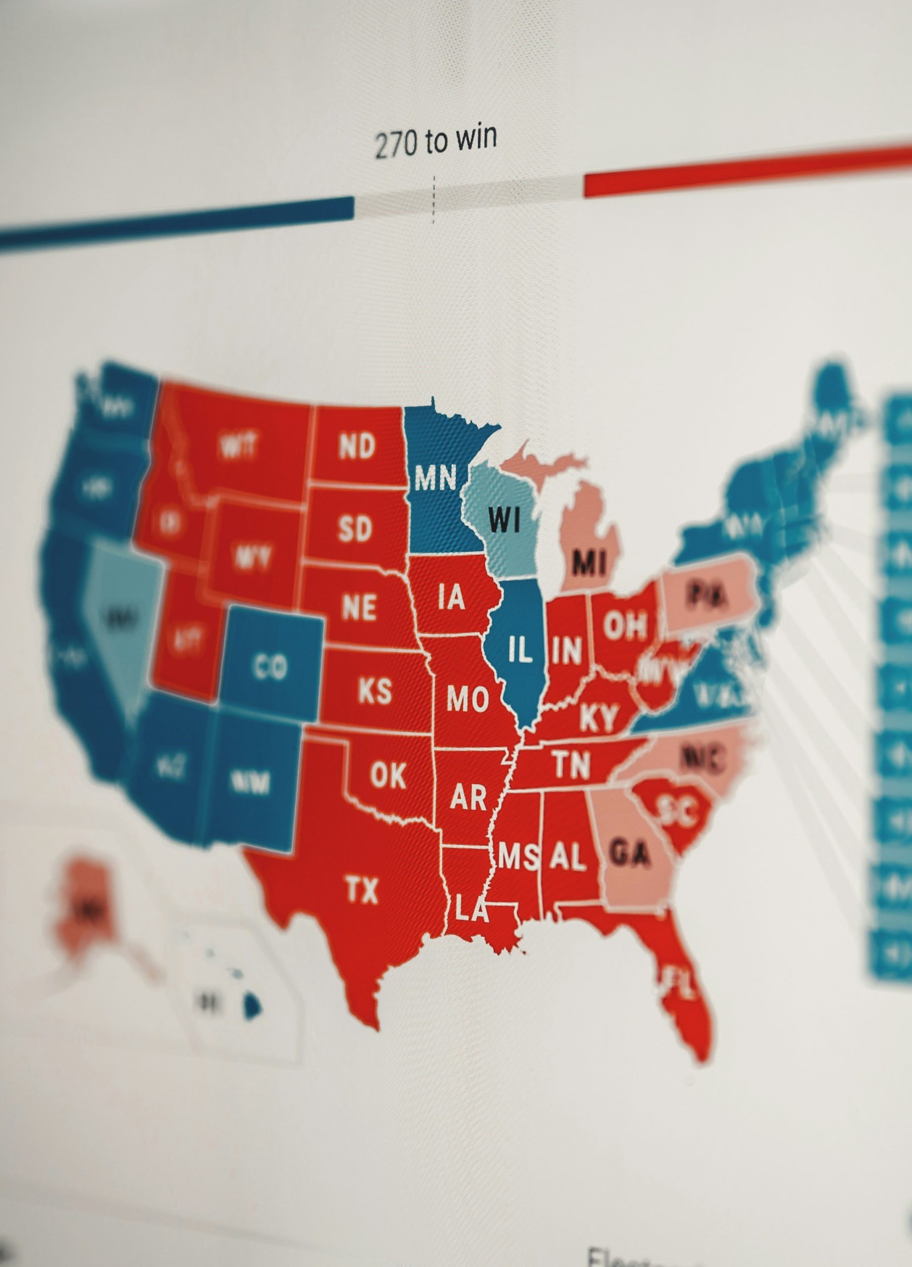 map showing states as red or blue based on electoral votes during the 2020 presidential election