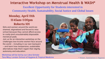 picture of flyer for interactive workshop on menstrual health