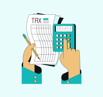 Illustration of Tax form and calculator