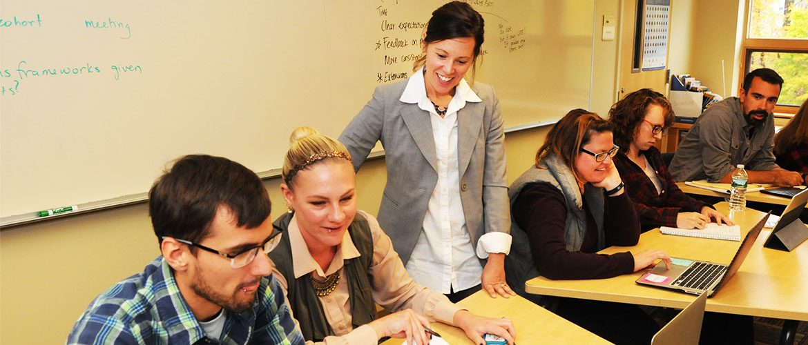 Students and a professor in a classroom