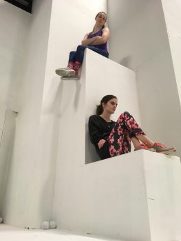 (Top to bottom) Chloe Woodward and Lizzie Mitchell rehearse for Staring Up at Giants.