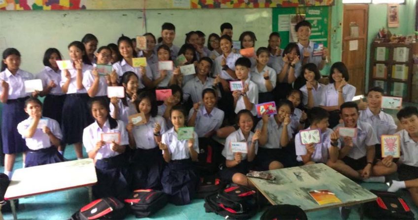 UMF graduate and Fulbright Scholar Lauren Crosby with her students in Thailand