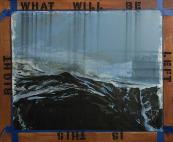 “What Will Be Works Both Ways” 2018. Acrylic, charcoal, painter’s tape on canvas.