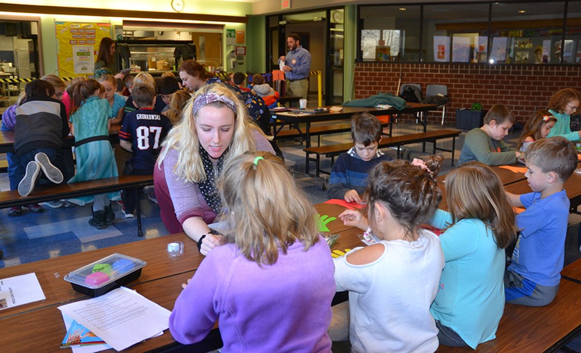 UMF elementary education students bring the first annual "Wonders of the Human Body" science fair to third-grade students at Cascade Brook School in Farmington.