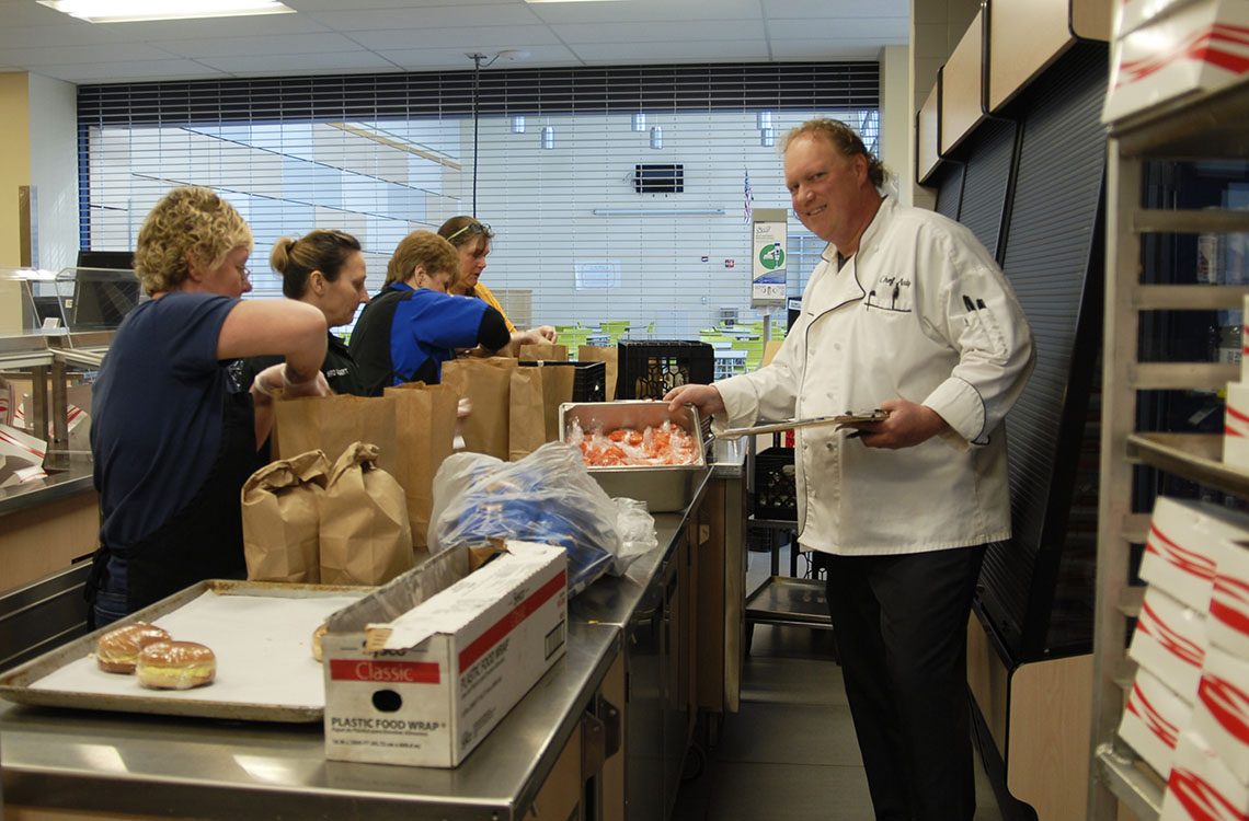 Andy Hutchins, RSU 9 food service director, and a team of staff and volunteers