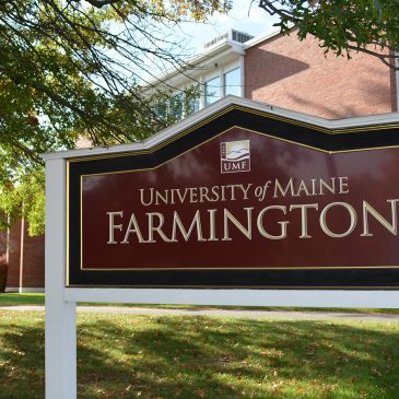 Sign on University of Maine at Farmington campus