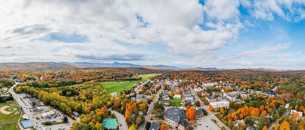 Drone aerial photo of campus