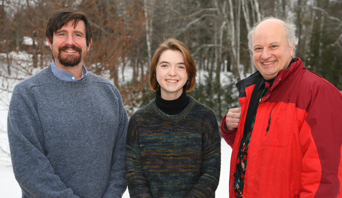 Jesse Minor, UMF assistant professor of Geography and Environmental Planning; Eve Fischer, UMF junior from Portland and a 2020-21 Maine Policy Scholar; and Jim Melcher, UMF political science professor and advisor to UMF Policy Scholars.