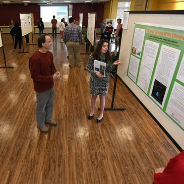 UMF students from diverse academic disciplines across campus participated in the annual Symposium celebration by sharing their original research findings, analysis and creative work in lectures, demonstrations and interactive poster sessions.