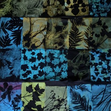 Botanicals, mono print on fabric; Meredith Mustard