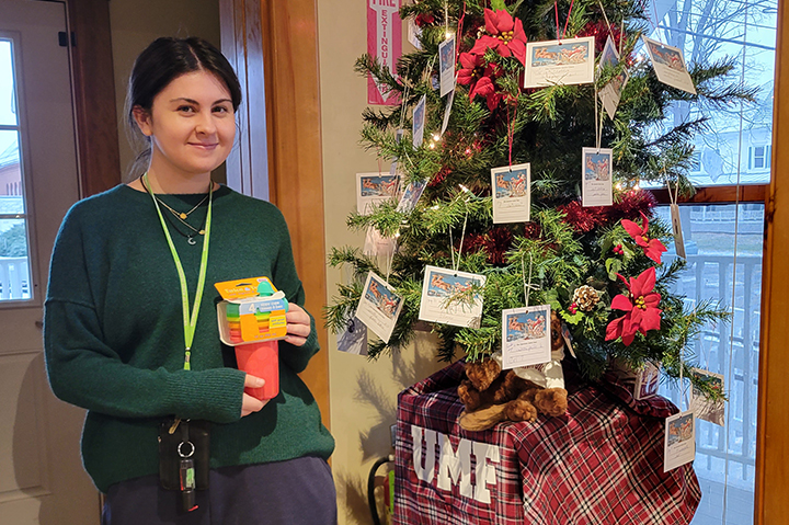 UMF student with the Giving Tree