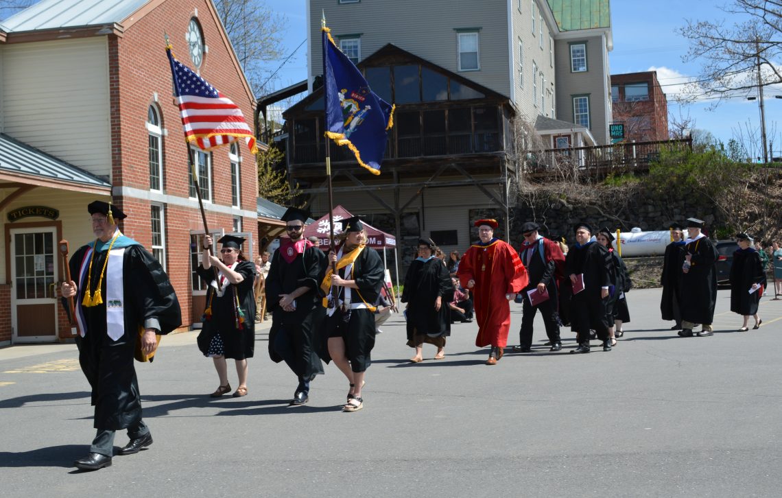 More than 300 of the 347 bachelor’s and master’s graduates marched to the lilt of bagpipes as they prepared to turn their tassels and cap off their academic accomplishments.