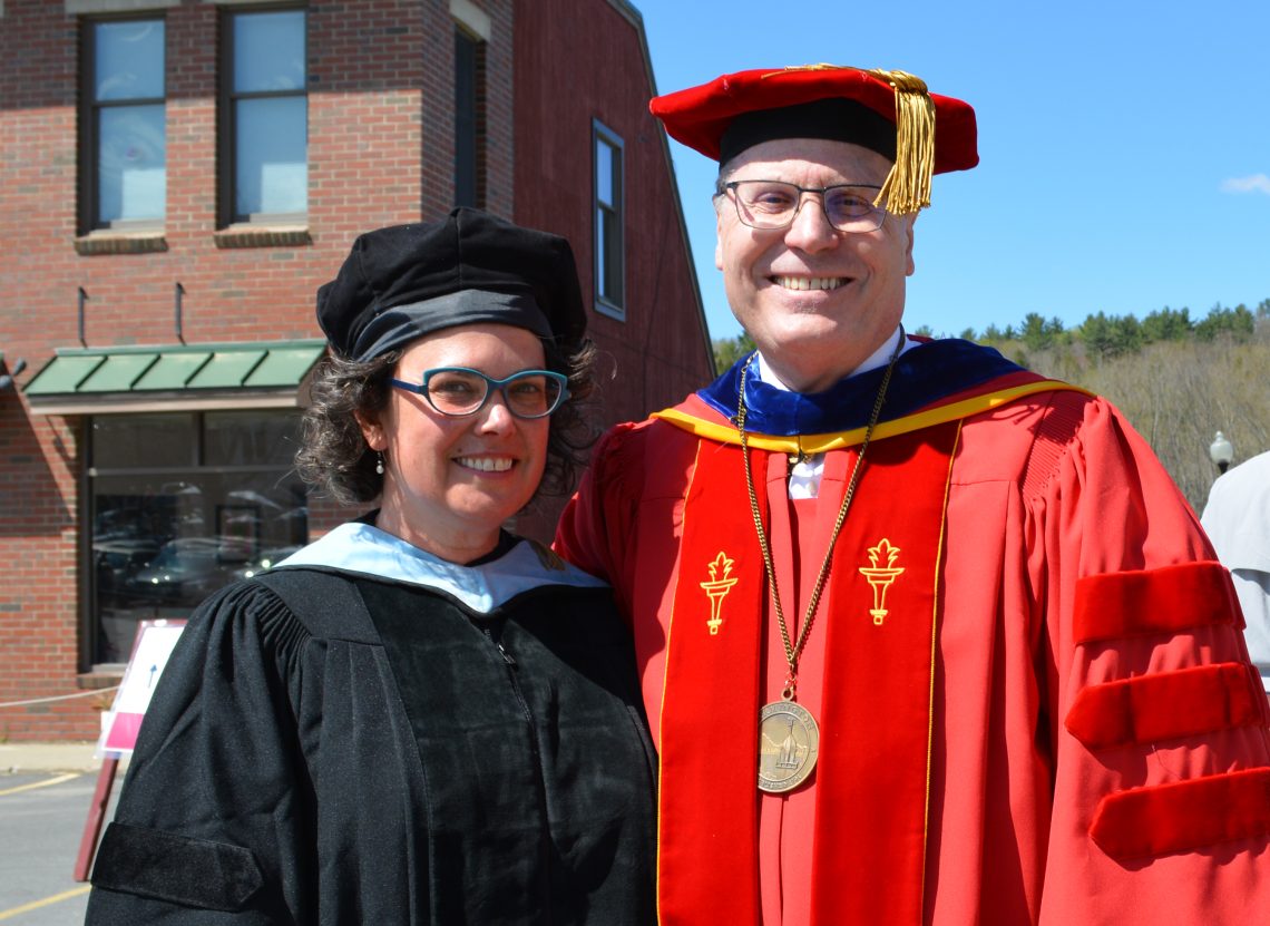 (Right to left) UMF President McDonnell and keynote speaker Dr. Doris Santoro at the UMF Class of 2023 Commencement